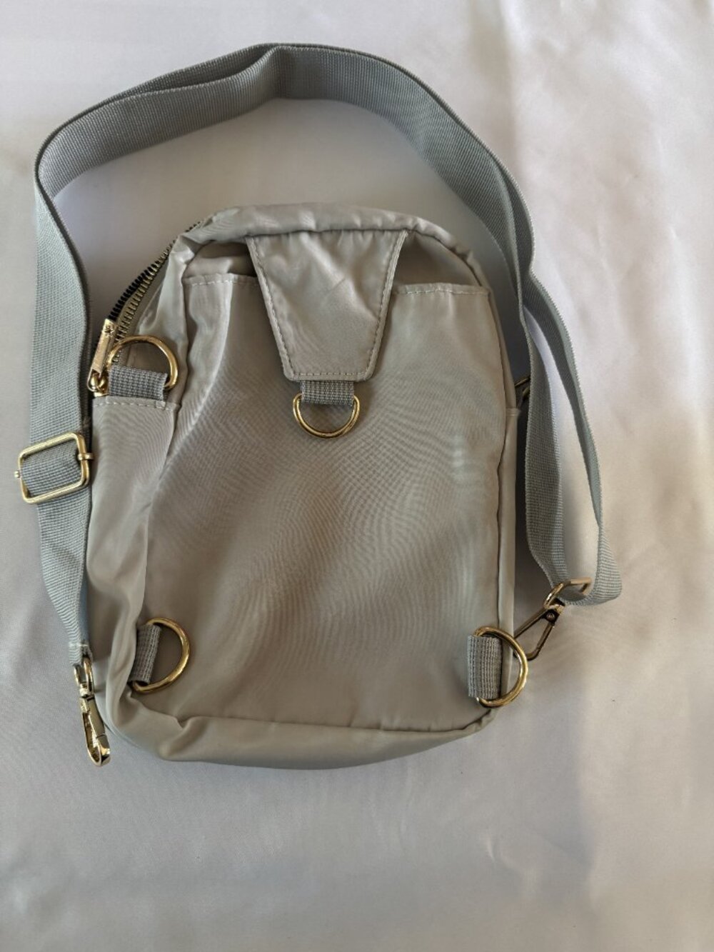 Kedzie Light Gray Crossbody Organizer with Gold Hardware - Picture 3 of 5